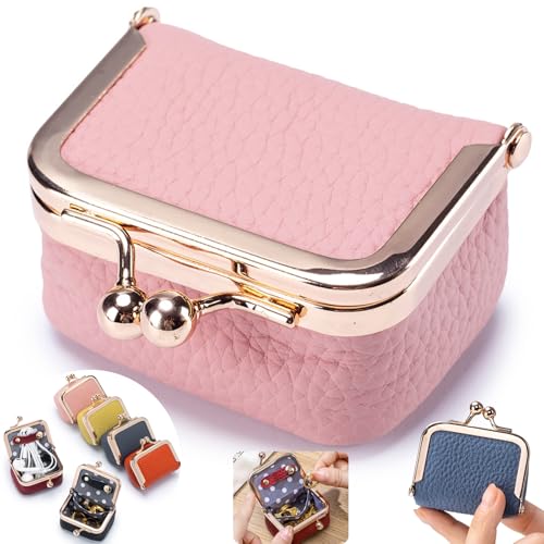 Genuine Leather Mini Travel Jewelry Box - Compact Organizer for Rings, Earrings & Necklaces (Pink)