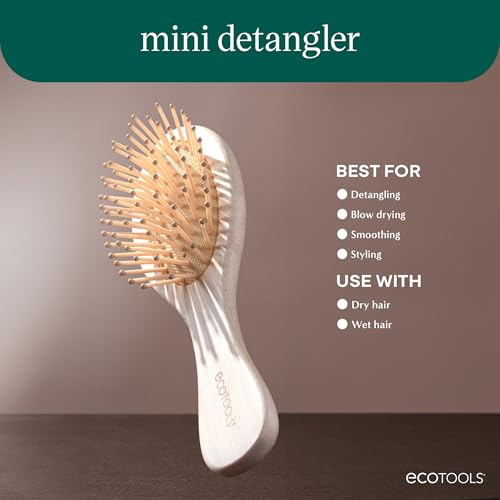 EcoTools Mini Detangler Hairbrush - Travel Size, Flexible Bristles