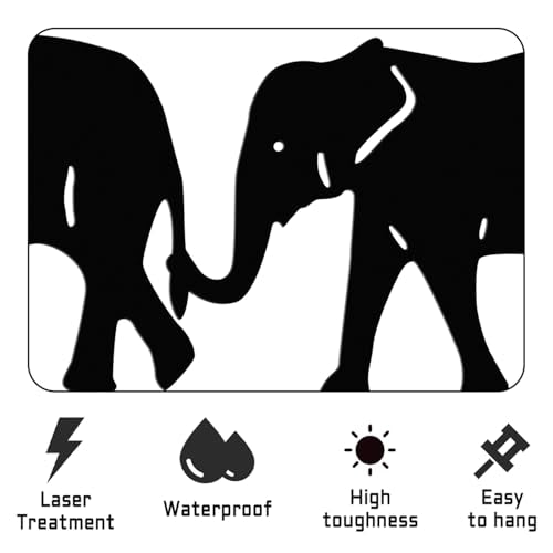 Abstract Geometric Elephant Metal Wall Art - 16x8 Inch Decor