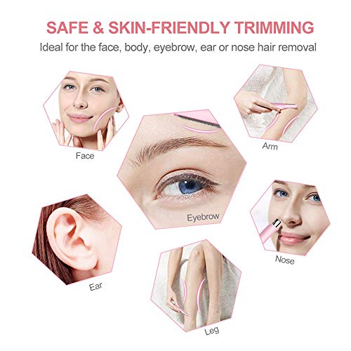 TOUCHBeauty Hair Trimmer for Face Eyebrow Nose Ear Body Hair Trimming, All in ONE Hair Remover for Women & Men Dual Blades Shaver Battery Powered TB-1458