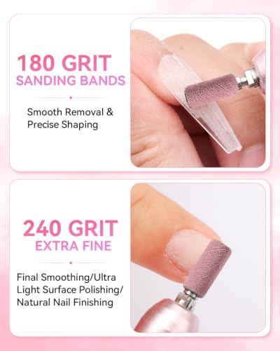 Makartt Nail Drill Bits Sanding Bands - 100 Pcs 180/240 Grit 3.1mm