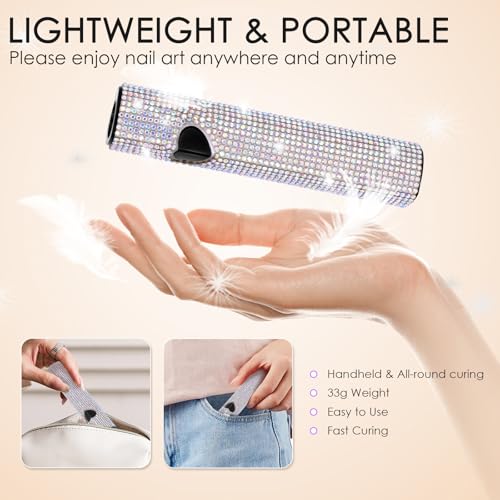 Linssy Diamond Handheld UV Nail Lamp 10W Rechargeable Mini Gel & Nail Art Light
