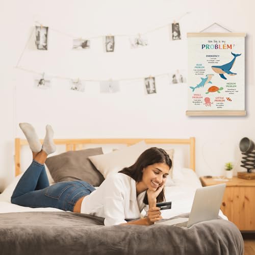 Zones of Regulation Mental Health Wall Art - Ocean Animal Decor, 12x16