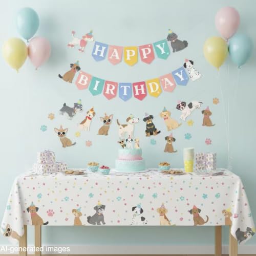 Dog Birthday Banners Set - 3PCS Cute Puppy Theme Decorations