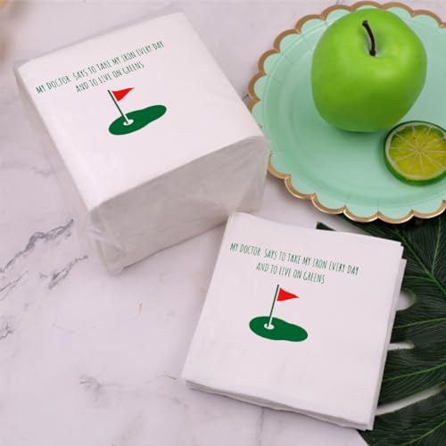 VOWFOO Golf-Themed Cocktail Napkins - 50 Disposable 5x5 In. Humor