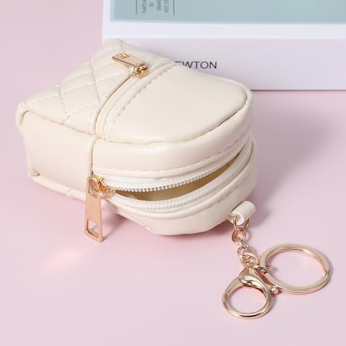 Mini Keychain Backpack for Women - PU Leather Cosmetic Bag