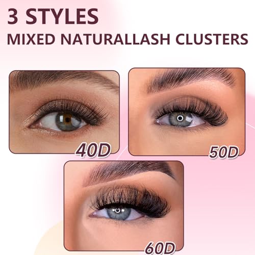 NuoNuole Cluster Lashes Kit - 640Pcs Natural Short Wispy 40D, 50D, 60D (8-16mm)
