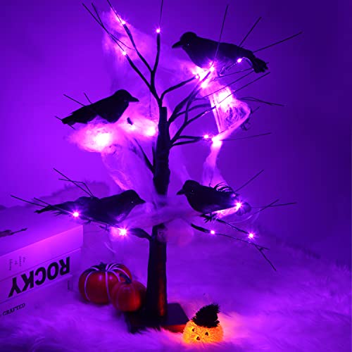 KIMOBER 6PCS Realistic Black Feathered Crows for Halloween Decor