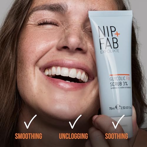 Nip+Fab Glycolic Fix Exfoliating Face Scrub 2.5 Fl Oz - Brightening AHA & Salicylic Acid