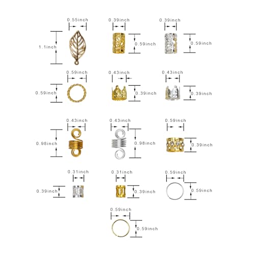 YANTAISIYU 170 Pcs Hair Jewelry for Braids - Gold & Silver Dreadlock Accessories