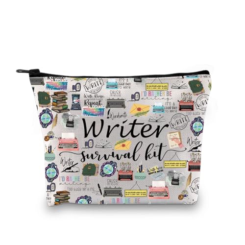 Writer Survival Kit Cosmetic Bag - Durable Canvas Makeup Organizer Pouch