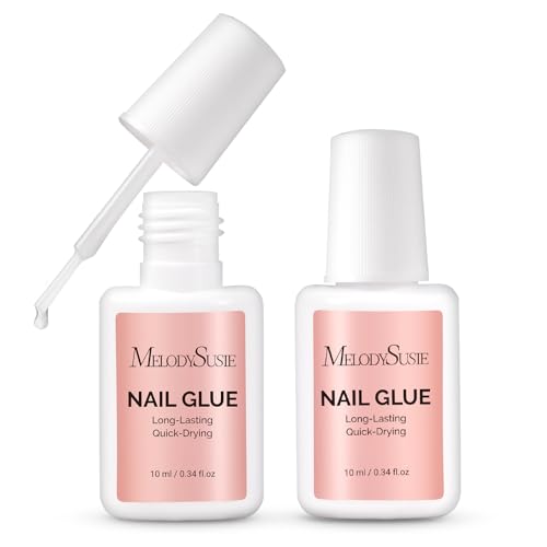MelodySusie Brush-On Nail Glue 10ml, 2PCS - Long-Lasting Adhesive