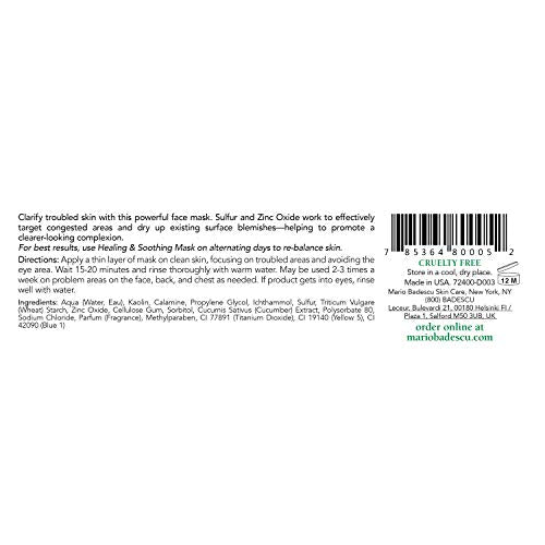 Mario Badescu Drying Mask for Oily Skin - Clarifying Spot Treatment with Sulfur & Zinc, 2oz