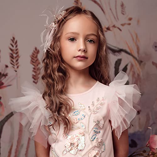 TUTULAND Pink Flower Glitter Headband for Girls - Hair Accessory