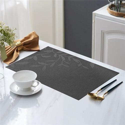 Panda Palm Heat-Resistant Vinyl Placemats Set of 8 - Black