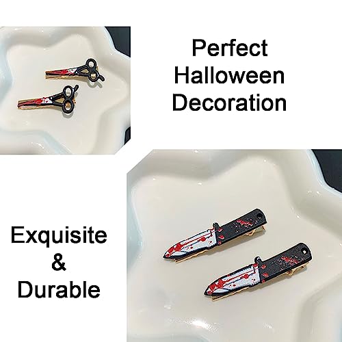 5 Mini Knife Hair Clips - Unique Halloween Barrettes for Parties