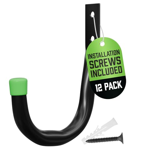 Heavy Duty Garage Storage Hooks - J-Hook Utility Hangers, 12-Pack