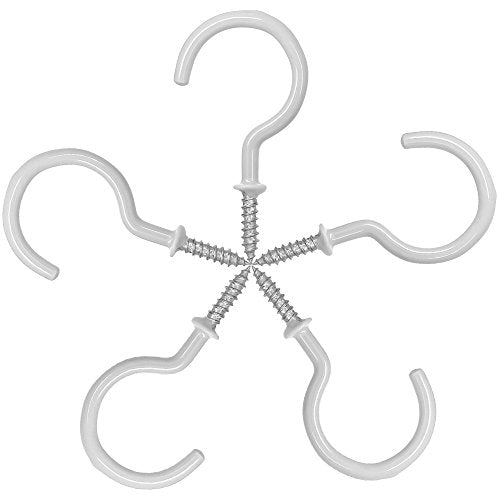 25 Pack Vinyl Coated Ceiling Hooks for Kitchen & Storage - White
