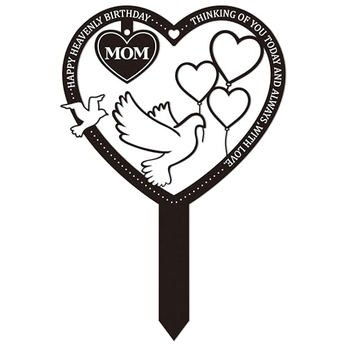 Mom Memorial Grave Marker - Happy Heavenly Birthday Plaque
