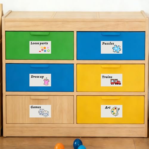 MOSITU Toy Bin Labels with Pictures - Colorful Storage Decals for Kids