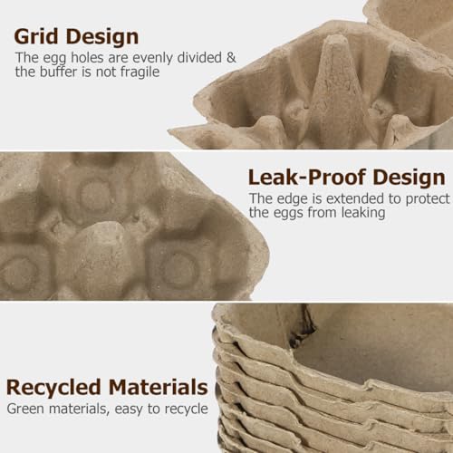 4-Pack Mini Kraft Paper Egg Cartons - Stackable Storage for Eggs