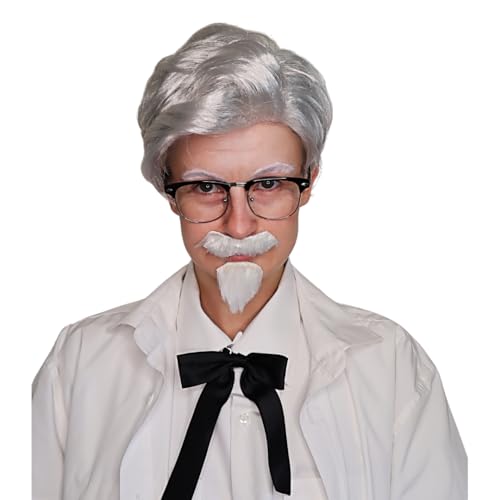 Colonel Sanders Costume Wig & Beard Set – Realistic Adult Cosplay Outfit