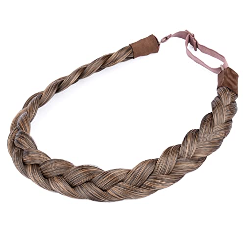 DIGUAN Golden Copper Synthetic Braided Headband for Women & Girls - Chunky Wide Plaits, Elastic Hair Accessory