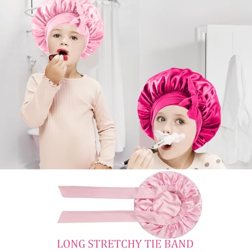 Kids Satin Bonnets for Girls - 2 Pack Hypoallergenic Sleep Caps
