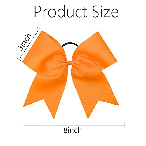 Oaoleer 21PCS Jumbo 8" Orange Cheer Bows for Girls - Ponytail Holders