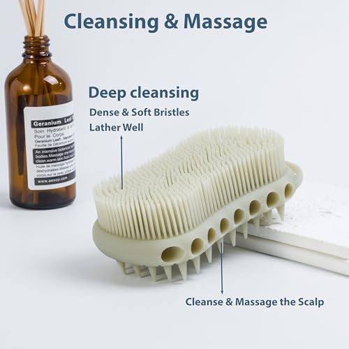 MtBoi Double-Sided Silicone Body Scrubber & Shampoo Brush