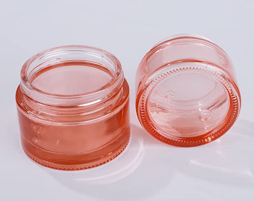 4-Pack 2oz Pink Glass Cosmetic Jars with Rose Gold Lids - Refillable