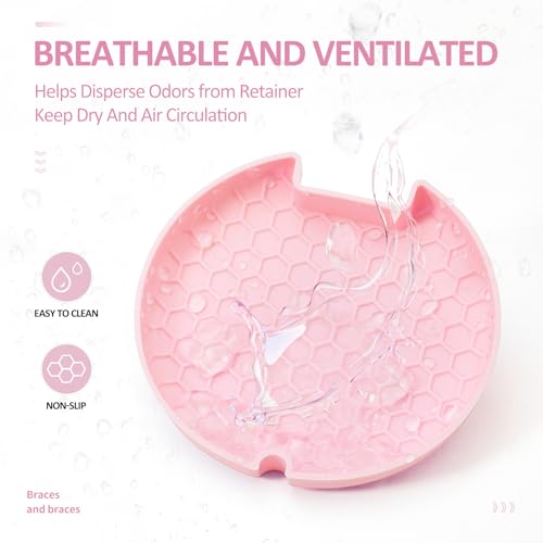 Portable Orthodontic Retainer Case with Magnetic Closure - White Pink