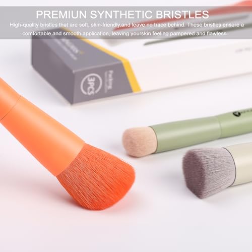 3-Piece Makeup Brush Set - Foundation, Contour & Concealer Brushes