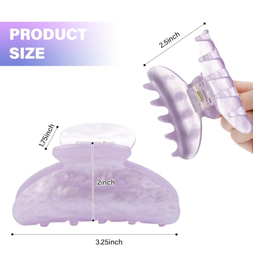 Canitor Marbled Acrylic Hair Claw Clips - 3.25 Inch Non-Slip Hair Clip