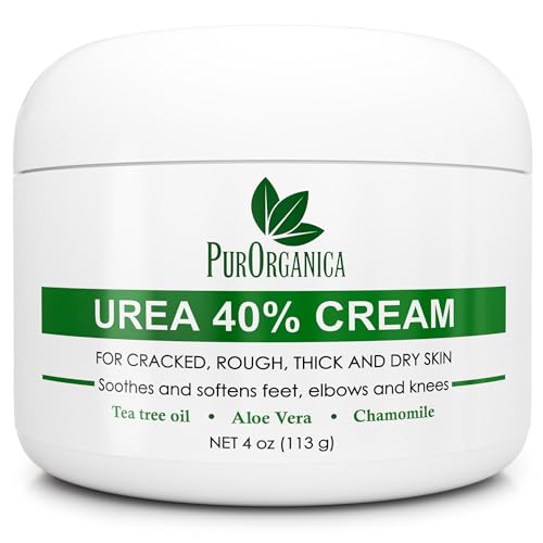 PurOrganica Urea Cream 40% ? Made in USA, Maximum Strength Foot Cream for Dry, Cracked Heels, Corns, Calluses & Rough Feet, Exfoliating Moisturizer