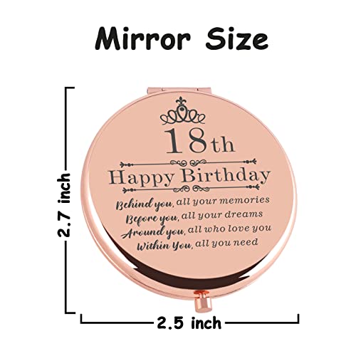 18th Birthday Gift for Girls - Rose Gold Compact Makeup Mirror