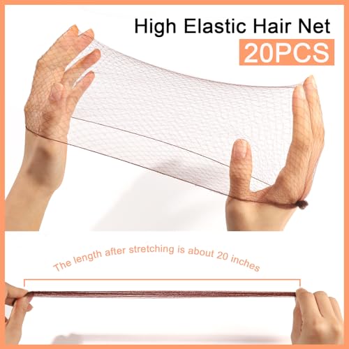 Teenitor Hair Net Set - 20 Pcs Brown Hair Nets & 40 Hair Pins
