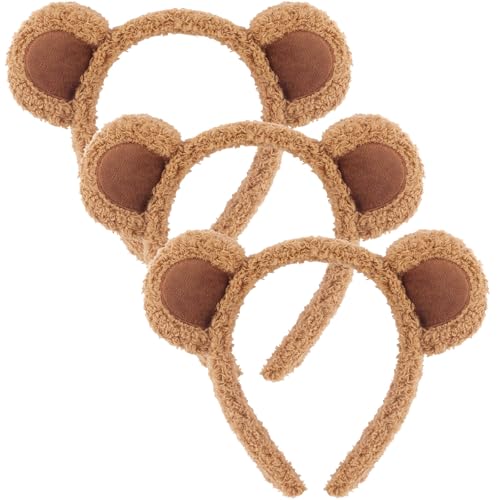 3 Pack Furry Bear Ears Headbands for Adults - Halloween Costume & Party Accessory