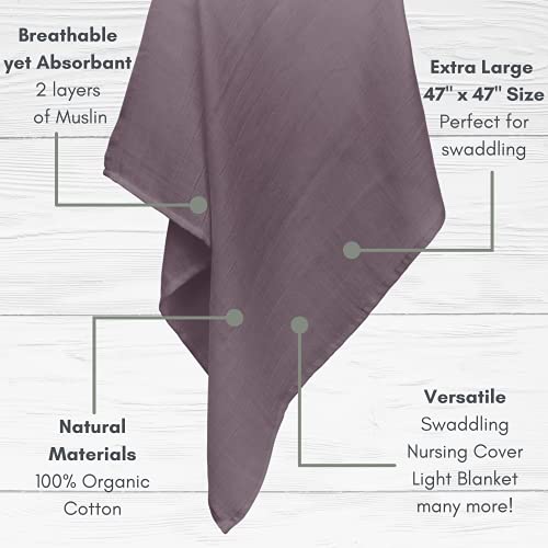 MOZAH Organic Muslin Swaddle Blankets - 100% Cotton, 2 Pack