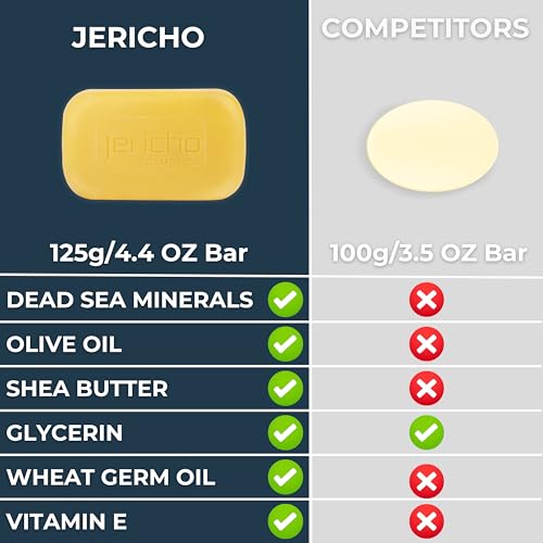 Jericho Dead Sea Sulfur Face & Body Soap with Olive Oil - Pack of 6, 4.4 Oz