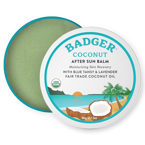 Badger Organic Coconut AfterSun Balm - 2 oz Tin for Sunburn Relief
