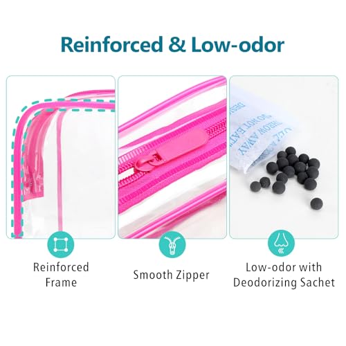 F-color TSA Approved Clear Toiletry Bag Set - 5 Pack for Travel