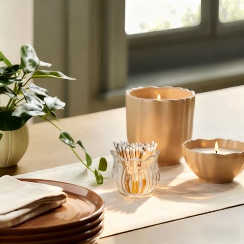 Elegant Glass Match Holder with Striker - Set of 3 for Home Decor