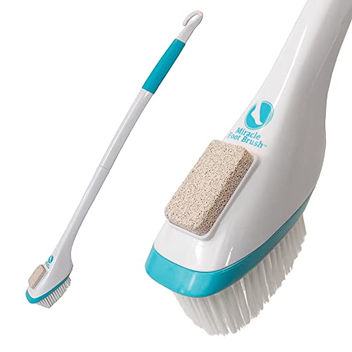 Miracle 30" Extra Long Foot Scrubbing Brush with Pumice Stone & Grip Handle