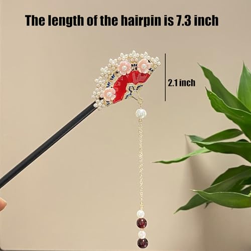 GallaRato Retro Chinese Hair Stick with Fan Decor - Elegant Hairpin