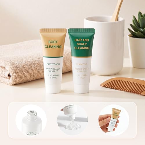 Travel Size Shampoo and Body Wash Set - 1 oz Bottles (20 Pack)