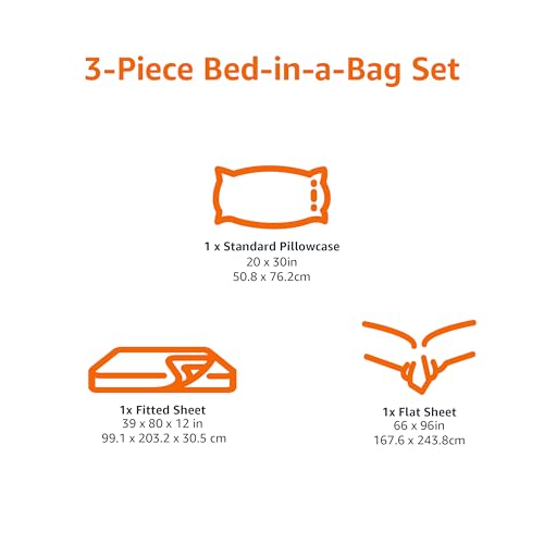 Amazon Basics Twin Bed Sheet Set - Soft Microfiber, Brick Color