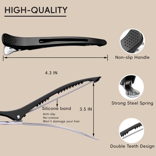 Duck Bill Hair Clips for Women - 12 Pcs, No-Crease, Heat Resistant