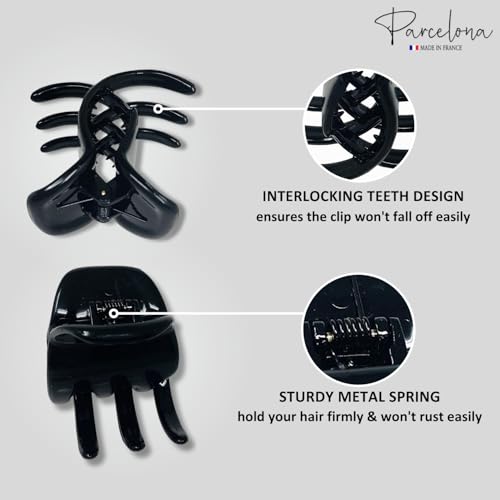 Parcelona French Tortoise Shell Pony Hair Claw Clip - Elegant, No-Slip Grip, 1.75 inch