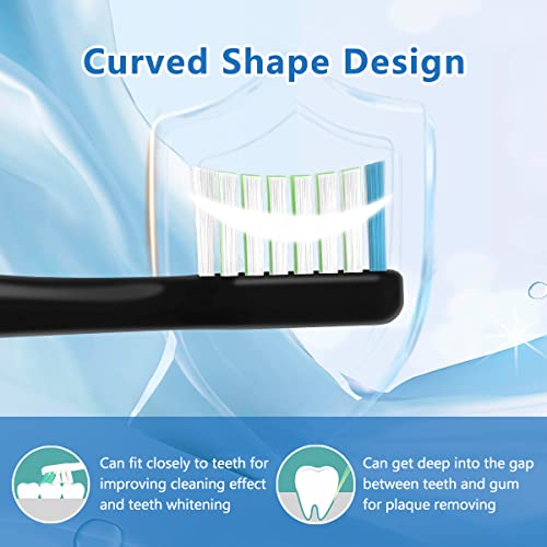 Black Mullburry Replacement Toothbrush Heads for Waterpik Complete Care 9.0 & 5.0, Soft Bristle, 10 Pack